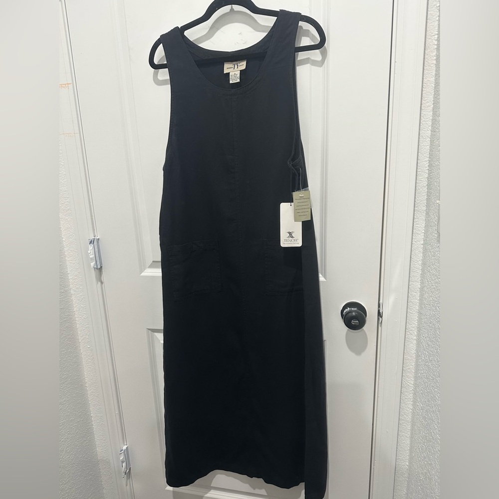 NWT TY Original Wear Y2K Black Sleeveless Maxi Dress with Front Pockets